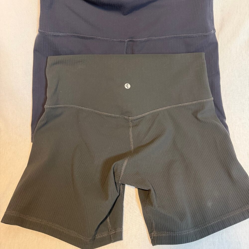 Ribbed Biker Shorts Size 6 4” Inseam High Rise Athleisure 2 pair